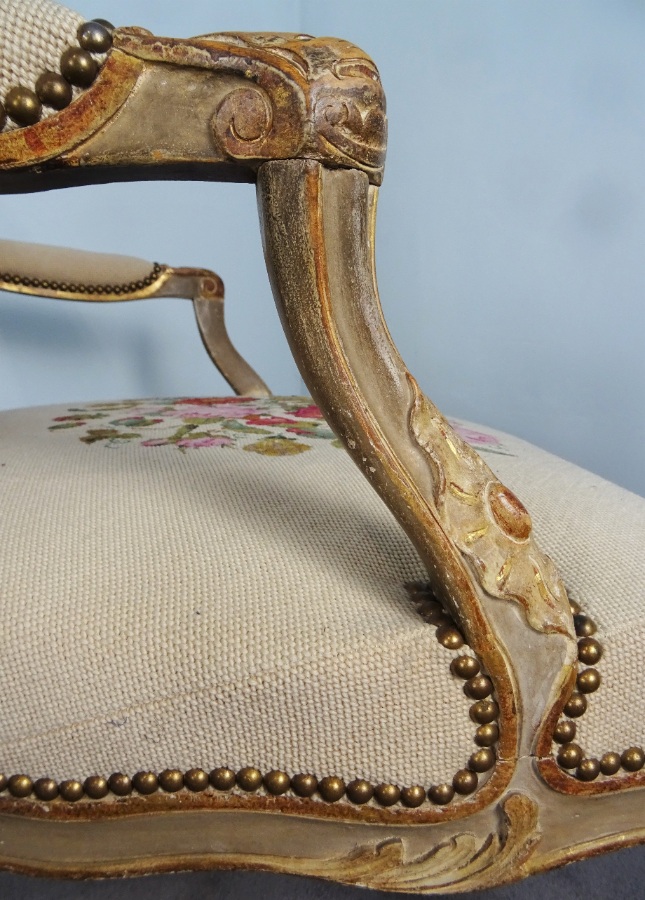 A Fine Pair Of Painted and Gilt French Armchairs (18).JPG